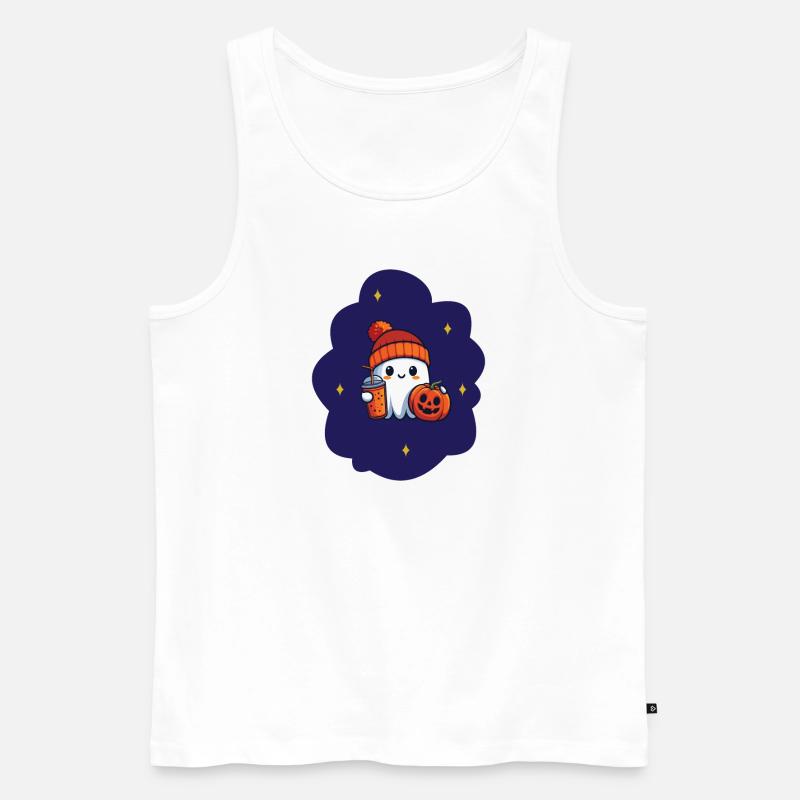AUTUMN - Pumpkin Ghost - Männer Premium Bio Tank Top - Weiß