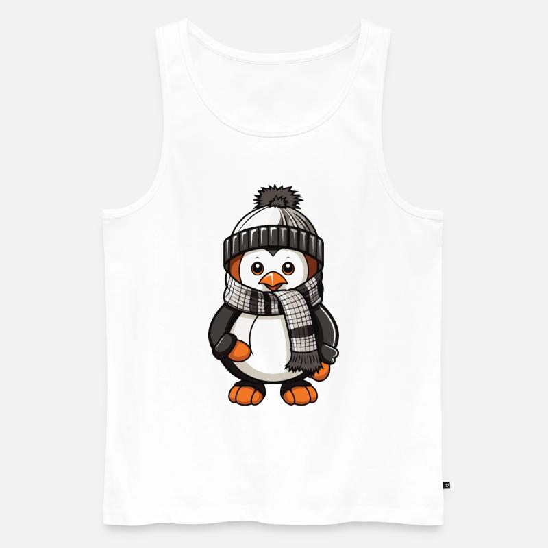 Pinguin Winter Comic - Männer Premium Bio Tank Top - Weiß