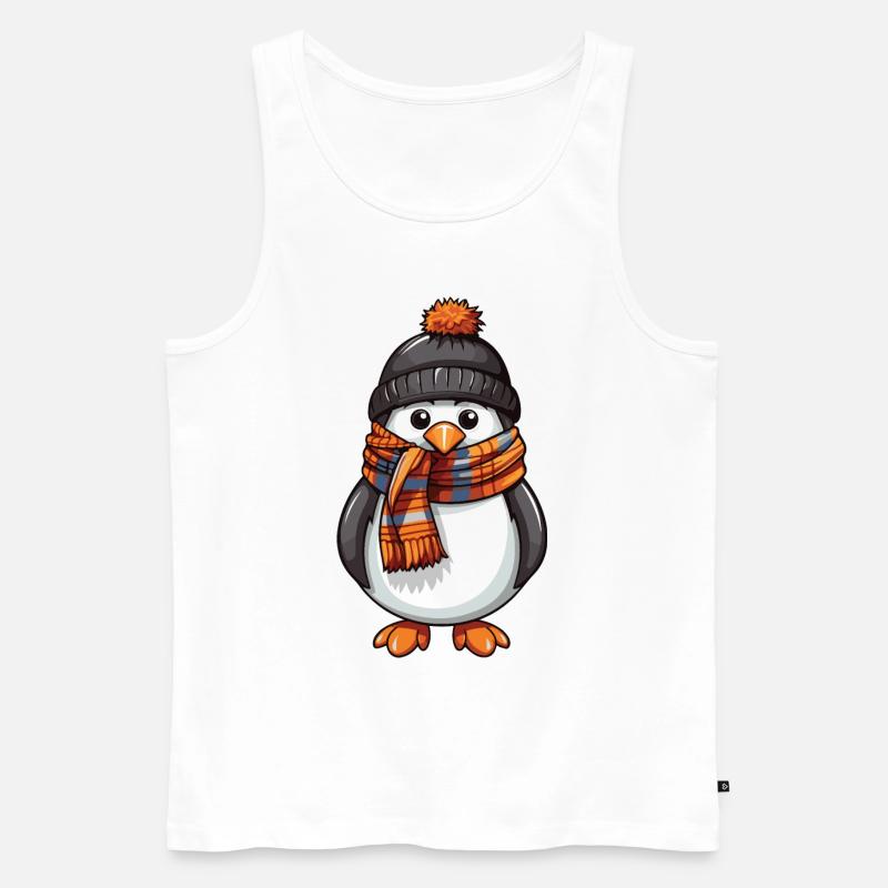 Pinguin Winter Comic - Männer Premium Bio Tank Top - Weiß