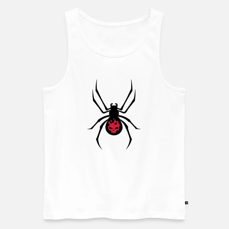 Schwarze Spinne mit Skull Muster - Männer Premium Bio Tank Top - Weiß