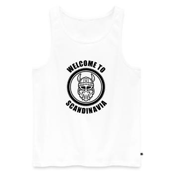 Vikings Logo Welcome to Scandinavia - Débardeur bio Premium Homme - blanc - Devant - AI Model Male 178 light (178cm)