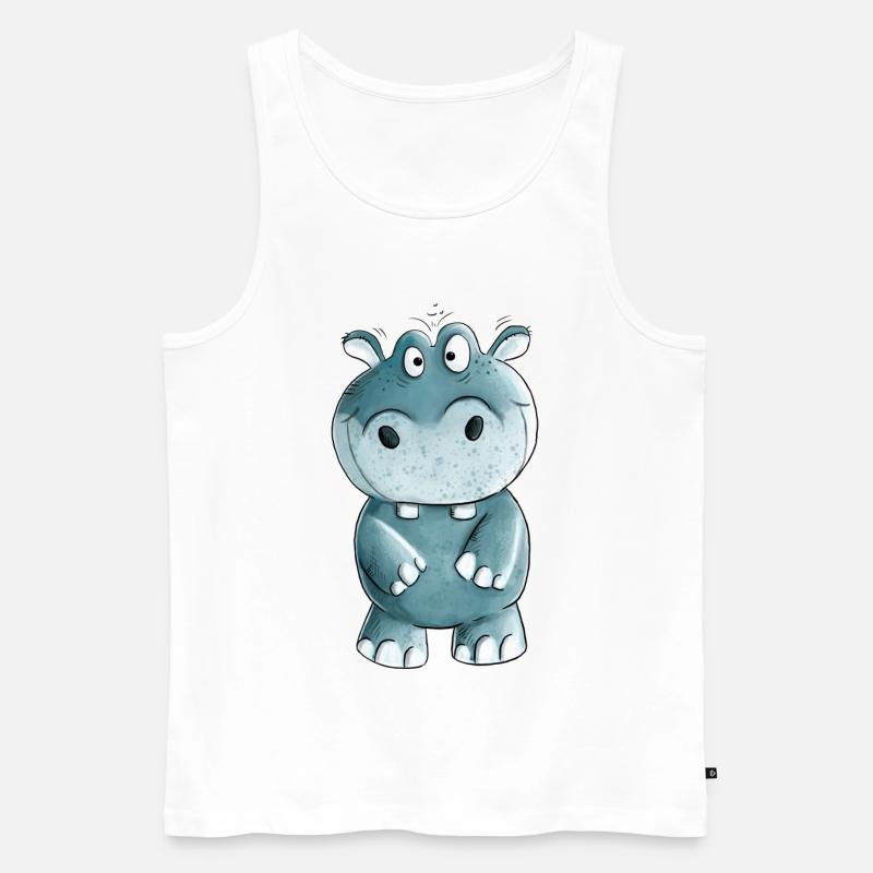 Blaues Nilpferd I Wildtiere Comic - Männer Premium Bio Tank Top - Weiß