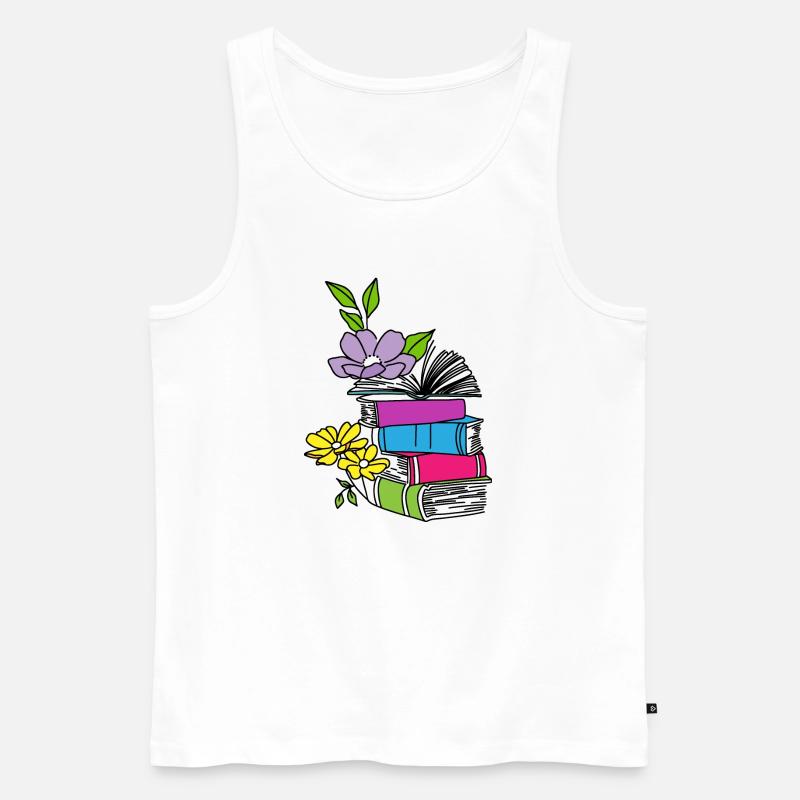 Bücher mit Blumen - Männer Premium Bio Tank Top - Weiß
