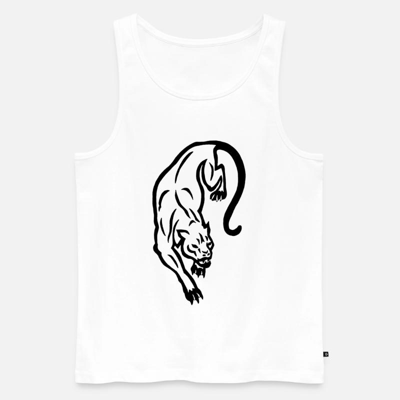 Schwarze Panther-Silhouette - Männer Premium Bio Tank Top - Weiß
