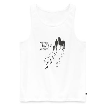Hund Pferd Reiterin - Never walk alone, Backprint - Männer Premium Bio Tank Top - Weiß - Vorne - Michal (187cm)