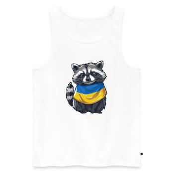 Niedlicher Waschbär mit Ukraine Halstuch - Männer Premium Bio Tank Top - Weiß - Vorne - Michal (187cm)