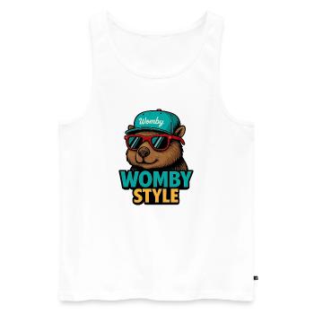 Castor style Womby avec lunettes de soleil - Débardeur bio Premium Homme - blanc - Devant - Michal (187cm)