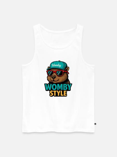 Womby Style Beaver with Sunglasses - Men's Premium Organic Tank Top - white