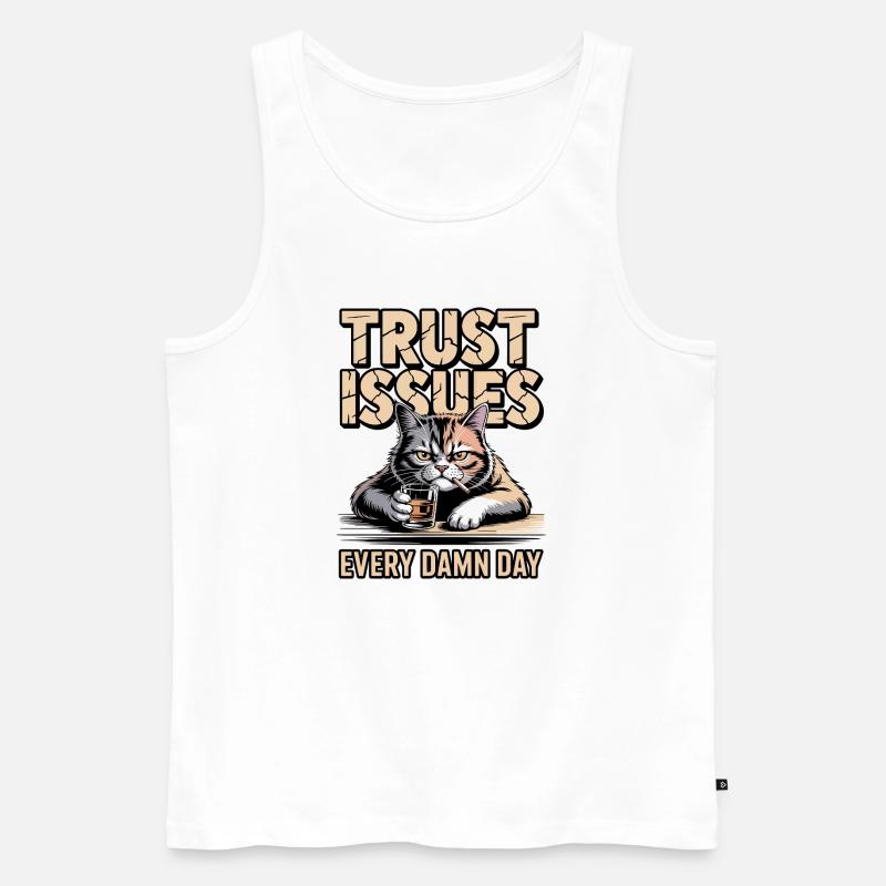 Trust Issues Katze - Männer Premium Bio Tank Top - Weiß