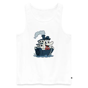 Great vintage old bd style boat - Men's Premium Organic Tank Top - white - Front - AI Model Male 178 light (178cm)