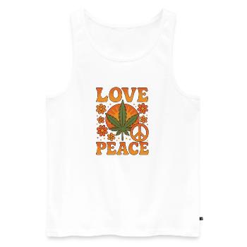 Love Peace Hippie Vibes - Men's Premium Organic Tank Top - white - Front - Michal (187cm)