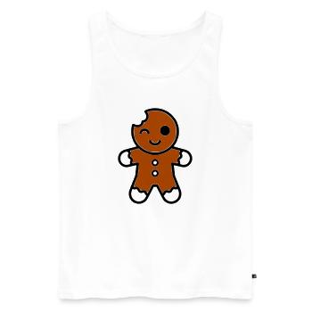 lustiger angebissener lebkuchenmann weihnachten - Männer Premium Bio Tank Top - Weiß - Vorne - Michal (187cm)