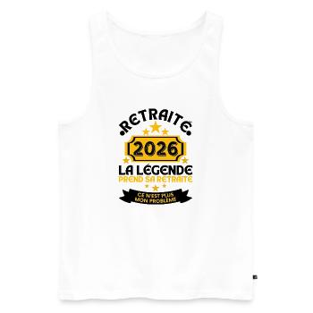 Retired 2026 Men's Legend Retires - Men's Premium Organic Tank Top - white - Front - AI Model Male 178 light (178cm)