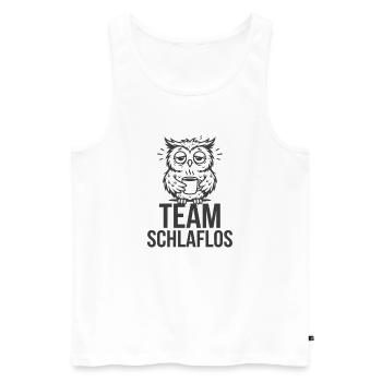 Team Sleepless – Tired Owl - Men's Premium Organic Tank Top - white - Front - AI Model Male 178 light (178cm)