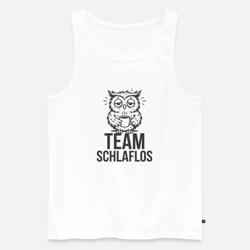 Team Schlaflos – Müde Eule - Männer Premium Bio Tank Top - Weiß
