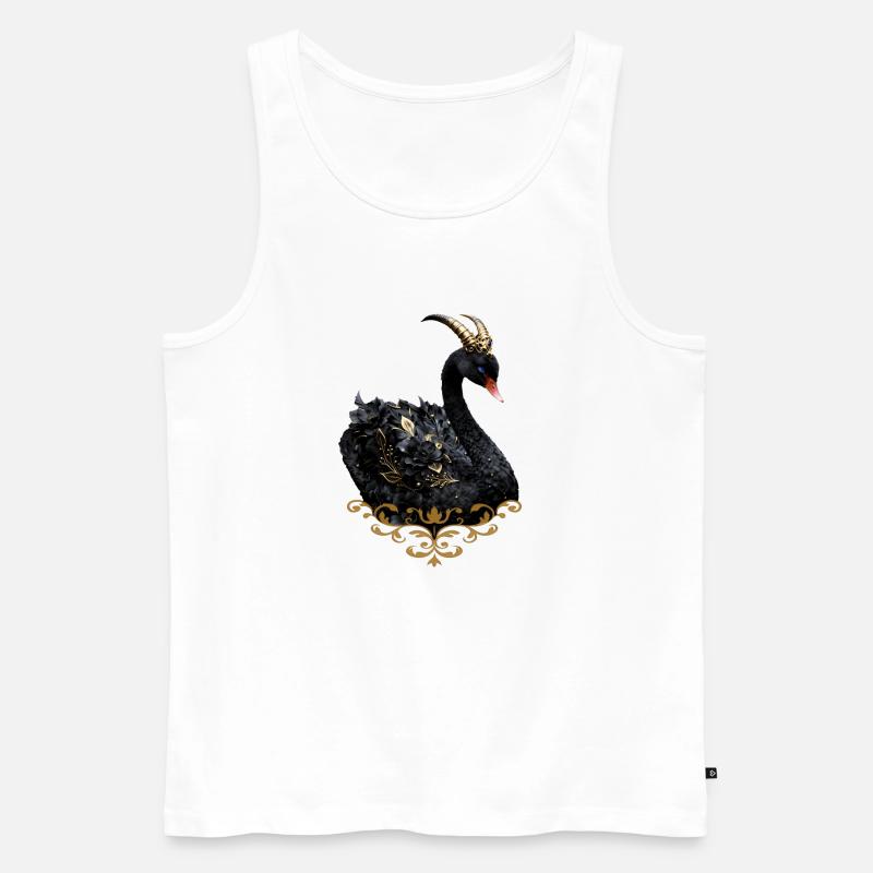 Schwarzer Schwan mit goldener Krone - Männer Premium Bio Tank Top - Weiß