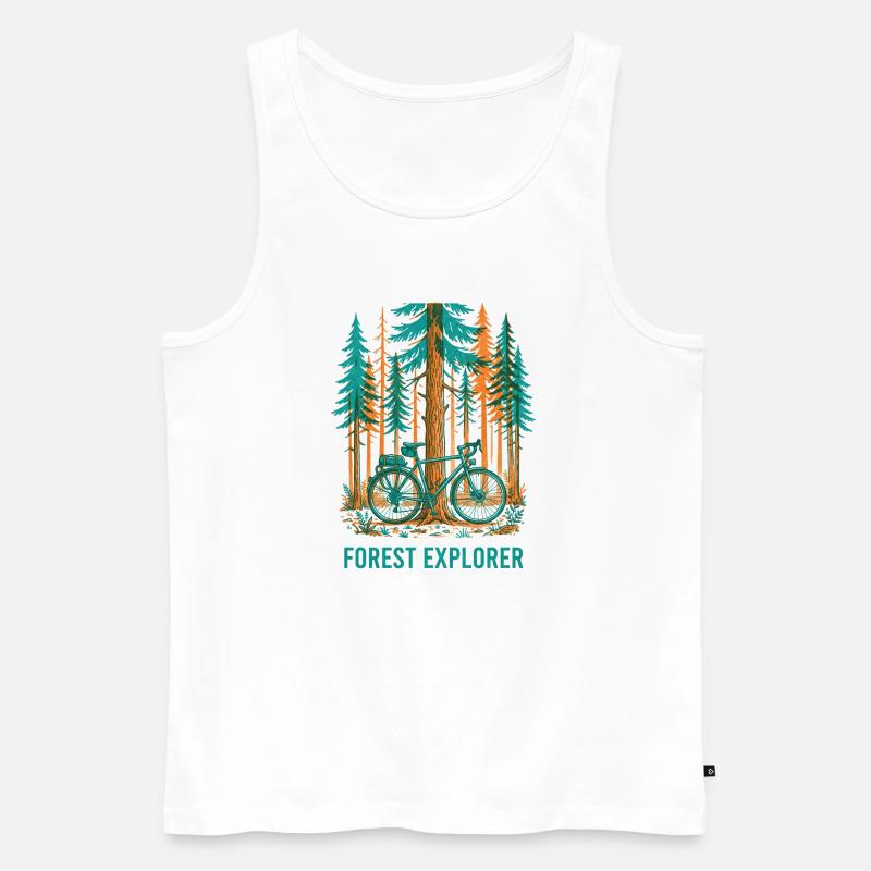 Forest Explorer Risograph Fahrradkunst - Männer Premium Bio Tank Top - Weiß