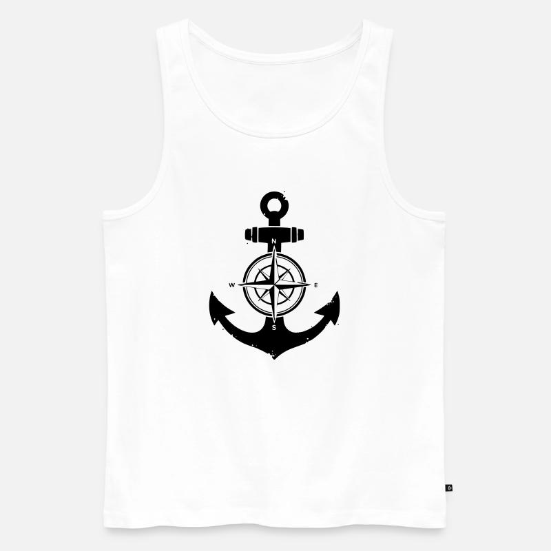 Anker Kompass Silhouette - Männer Premium Bio Tank Top - Weiß