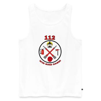 112-Wir sind dabei-Feuerwehr Symbol mit Strahlrohr - Männer Premium Bio Tank Top - Weiß - Vorne - Michal (187cm)