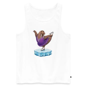 Walross als Eiskunstläuferin auf Eisscholle Kür - Männer Premium Bio Tank Top - Weiß - Vorne - Michal (187cm)