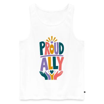 Proud Ally LGBTQ Regenbogen Pride Fan CSD Outfit - Männer Premium Bio Tank Top - Weiß - Vorne - Michal (187cm)