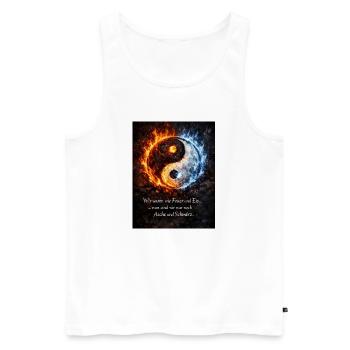 Feuer und Eis YinYang: Asche - Männer Premium Bio Tank Top - Weiß - Vorne - Michal (187cm)