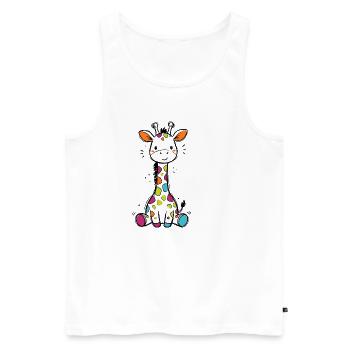 Süße Bunte Giraffe Kinder Baby Safari T-Shirt - Männer Premium Bio Tank Top - Weiß - Vorne - Michal (187cm)