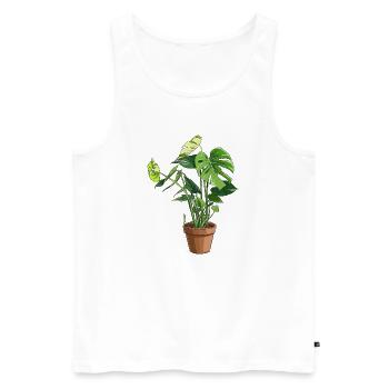 Monstera im Topf – Dschungelblätter - Männer Premium Bio Tank Top - Weiß - Vorne - Michal (187cm)