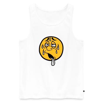 cercle de dessin animé visage dessin animé rond soleil épuisé - Débardeur bio Premium Homme - blanc - Devant - AI Model Male 178 light (178cm)