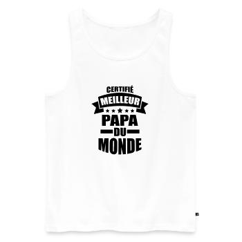 certifié meilleur papa du monde - Débardeur bio Premium Homme - blanc - Devant - Michal (187cm)