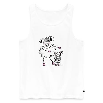 Moutons avec agneaux - Débardeur bio Premium Homme - blanc - Devant - Michal (187cm)