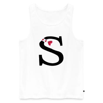 Großbuchstabe S mit Herzen - Männer Premium Bio Tank Top - Weiß - Vorne - AI Model Male 178 light (178cm)