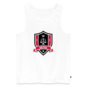 Greffier / Greffière / Loi / Tribunal / Justice - Débardeur bio Premium Homme - blanc - Devant - AI Model Male 178 light (178cm)