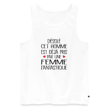 Désolé cet Homme est déjà Pris - Débardeur bio Premium Homme - blanc - Devant - Michal (187cm)
