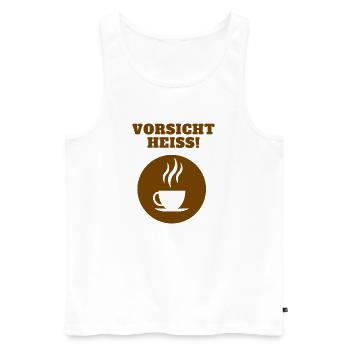 Vorsicht Heiss - Männer Premium Bio Tank Top - Weiß - Vorne - Michal (187cm)