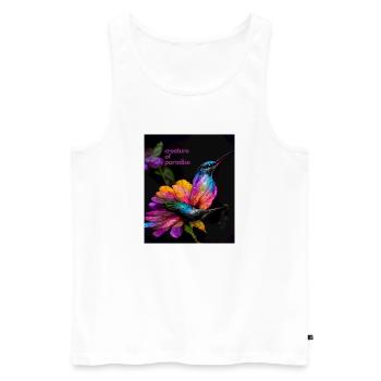 Paradieskreatur - ein wunderschöner, bunter Kolibri - Männer Premium Bio Tank Top - Weiß - Vorne - AI Model Male 178 light (178cm)