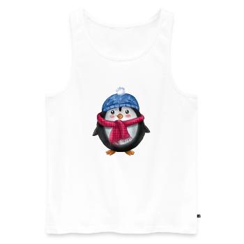 Pinguin - Männer Premium Bio Tank Top - Weiß - Vorne - Michal (187cm)
