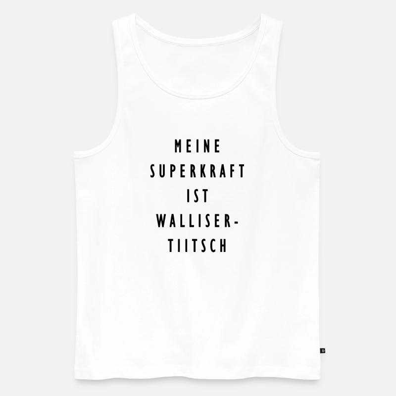 Superkraft Wallisertiitsch - Männer Premium Bio Tank Top - Weiß