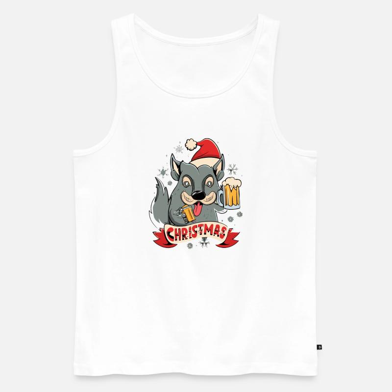 Wolf Bier Weihnachten Geschenk - Männer Premium Bio Tank Top - Weiß