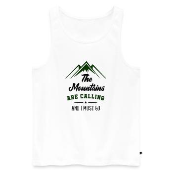 Les montagnes m’appellent je dois y aller - Débardeur bio Premium Homme - blanc - Devant - AI Model Male 178 light (178cm)