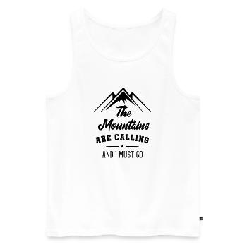 Les montagnes m’appellent je dois y aller - Débardeur bio Premium Homme - blanc - Devant - AI Model Male 178 light (178cm)