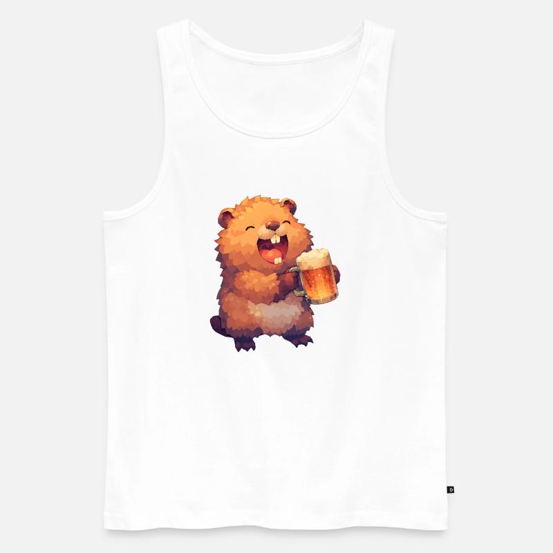 Fröhlicher Bier Biber - Männer Premium Bio Tank Top - Weiß