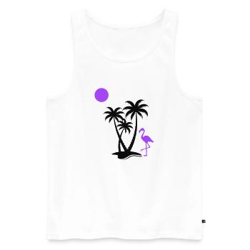 Flamingo Palm Trees - Men's Premium Organic Tank Top - white - Front - Michal (187cm)