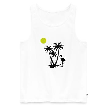 Flamingo Palm Trees - Men's Premium Organic Tank Top - white - Front - Michal (187cm)