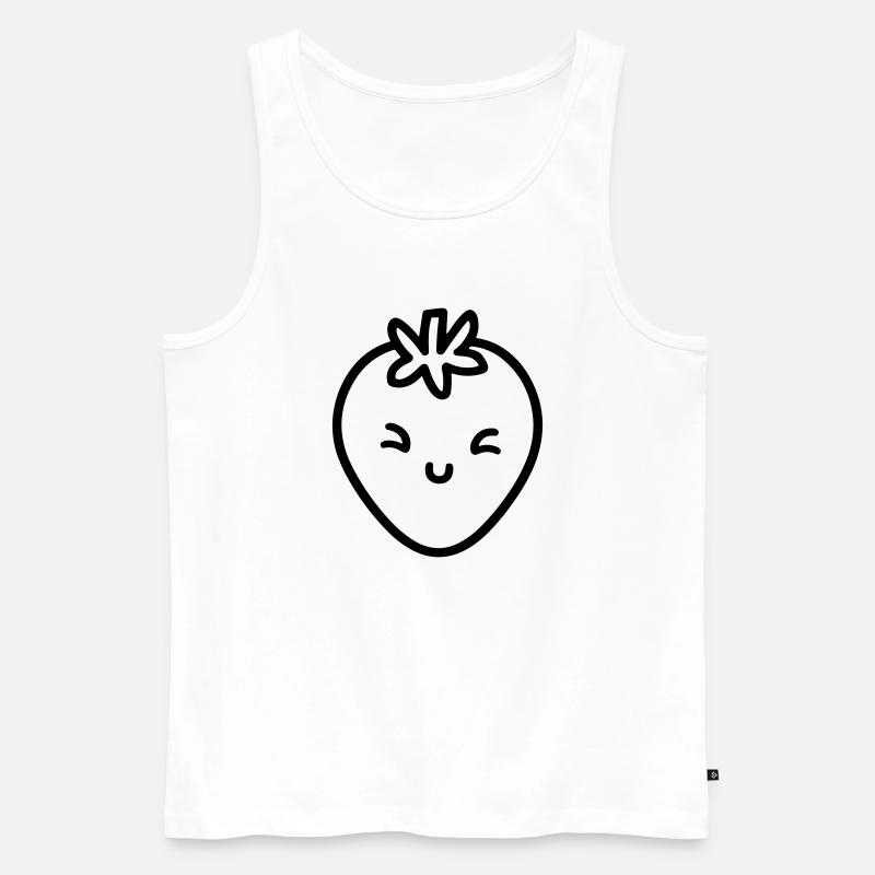 Erdbeere - Männer Premium Bio Tank Top - Weiß