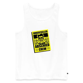 Enterrement de vie de garçon Crew Enterrement de vie de garçon - Débardeur bio Premium Homme - blanc - Devant - Michal (187cm)