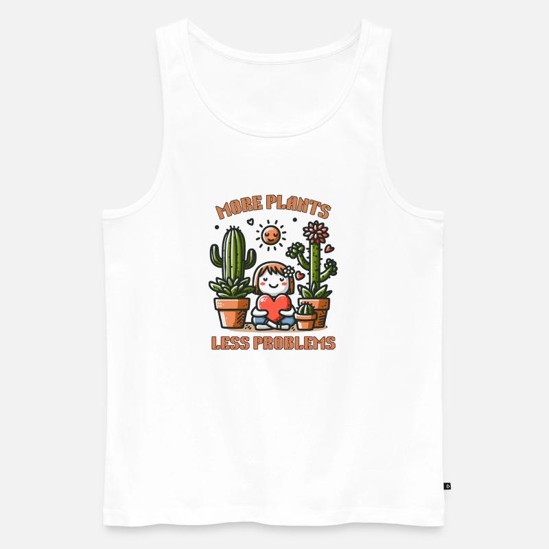 More Plants Less Problems - Men's Premium Organic Tank Top - white
