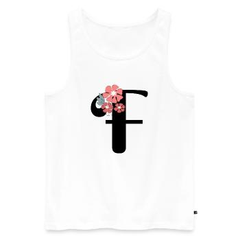 Lettre f fleurs minimalistes - Débardeur bio Premium Homme - blanc - Devant - Michal (187cm)