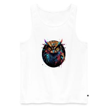 Hibou éclaboussures oiseau multicolore - Débardeur bio Premium Homme - blanc - Devant - Michal (187cm)
