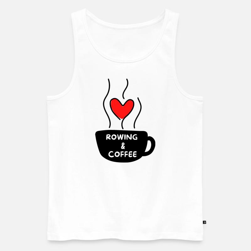 Rudern und Kaffee - Männer Premium Bio Tank Top - Weiß